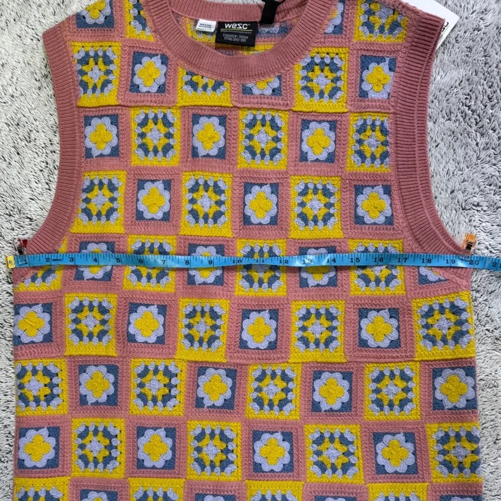 WeSC Crochet Sweater Vest Men S / Women M Granny Square Cottagecore Grandmacore